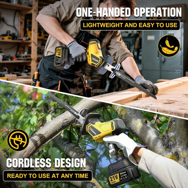 GIISAM Cordless Reciprocating Saw -2x4.0Ah Batteries, Brushless Motor, 3500SPM Max, One-Hand Operation, Tool-Free Blade Change, for DIY & Home Users - Image 5